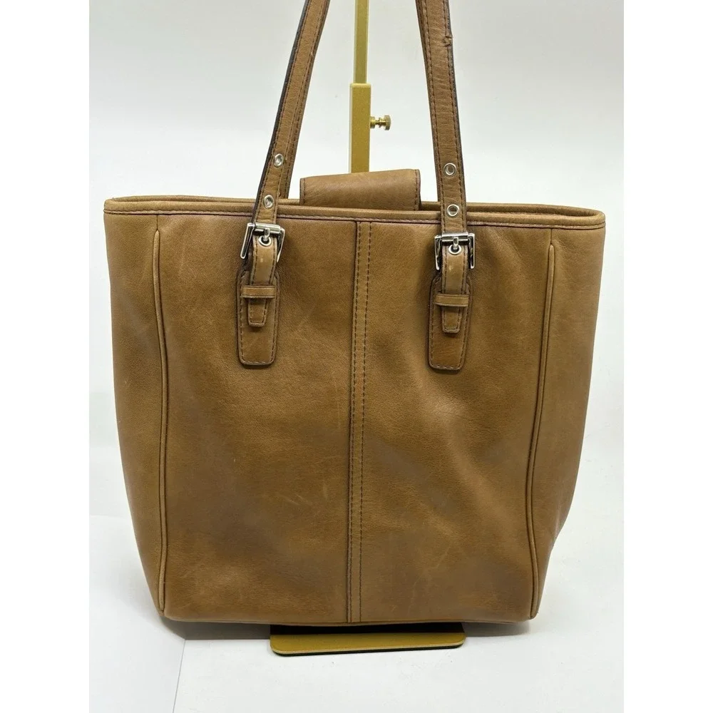 COACH 7599 Tote Bag  Leather Grained Tan Leather  Brown Read*